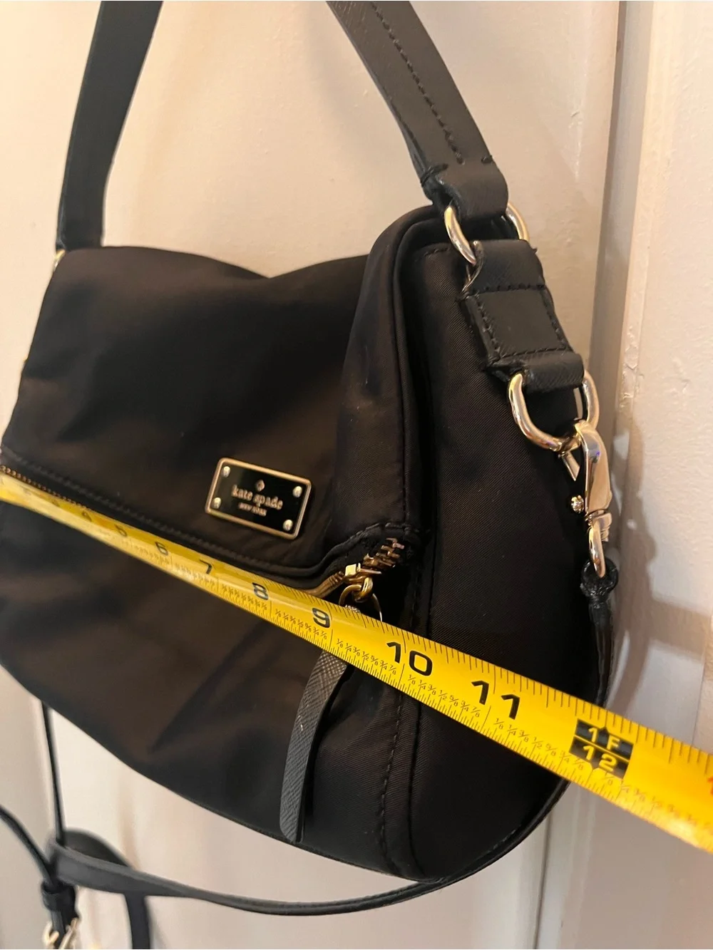 kate spade Black Nylon Shoulder Bag with Front Zip